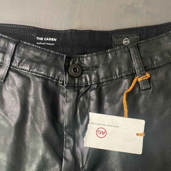 AG Adriano Goldschmied New Caden Black Leatherette Tailored Trouser - Picture 9 of 13